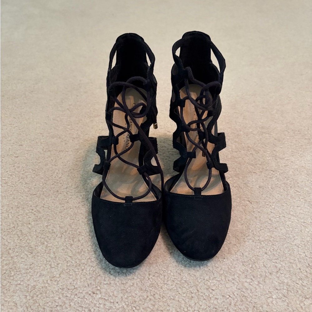 Christian Siriano Black Lace-Up Heels